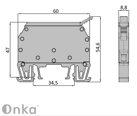 ONKA fuse terminal strip 6mm2 with screw connection (fuse not included), gray, 1010241