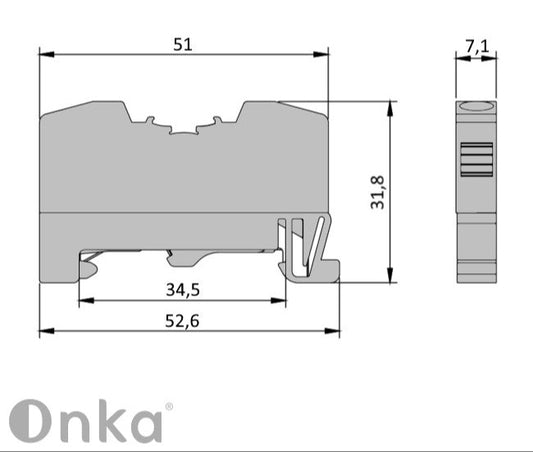 ONKA 4mm2 PE spring terminal for DIN rail terminal clamp 2-wire gray, 1020299
