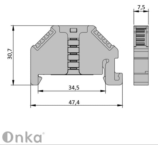 ONKA Plug, end bracket, universal bracket (for spring and screw clamps), 1060002