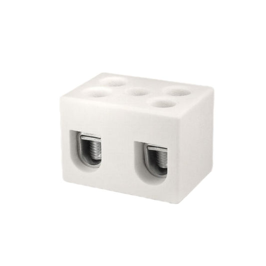 ONKA 25mm2 2-way steatite / porcelain / ceramic connector, 2-way white connector