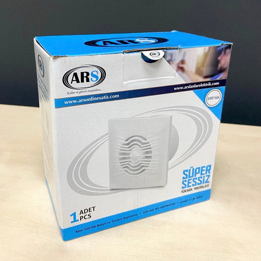 ARS-White axial wall fan bathroom / WC white with grille quiet 100mm, 90 m3/h, 340041
