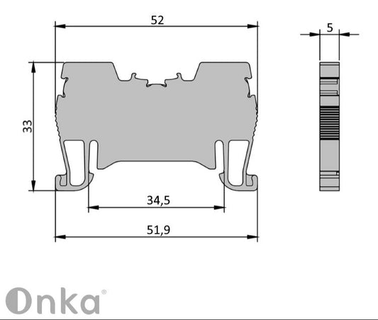 ONKA 1.5mm2 spring connector terminal strip DIN rail clamp 2-wire blue, 1020005