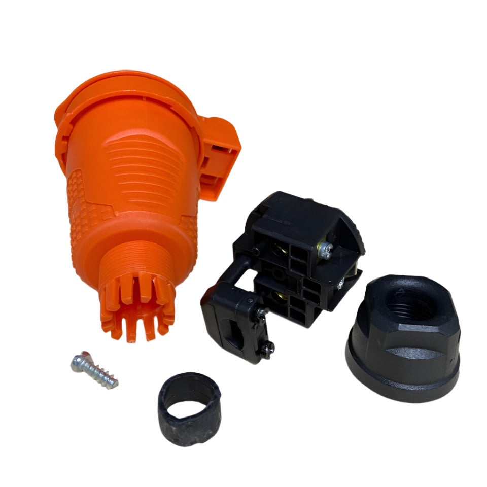 Hermetic rubber socket orange IP54 with flap 16A 250V French type (pin) RDP-O-E Bylion