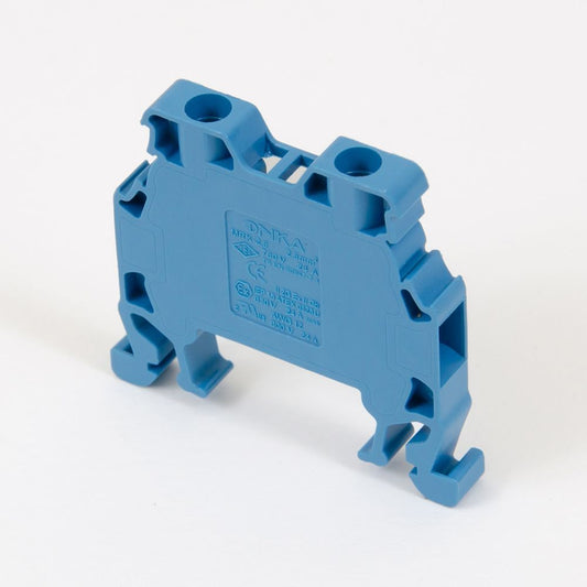 ONKA 2.5mm2 Screw terminal block connector DIN rail 2-core blue, 1010015