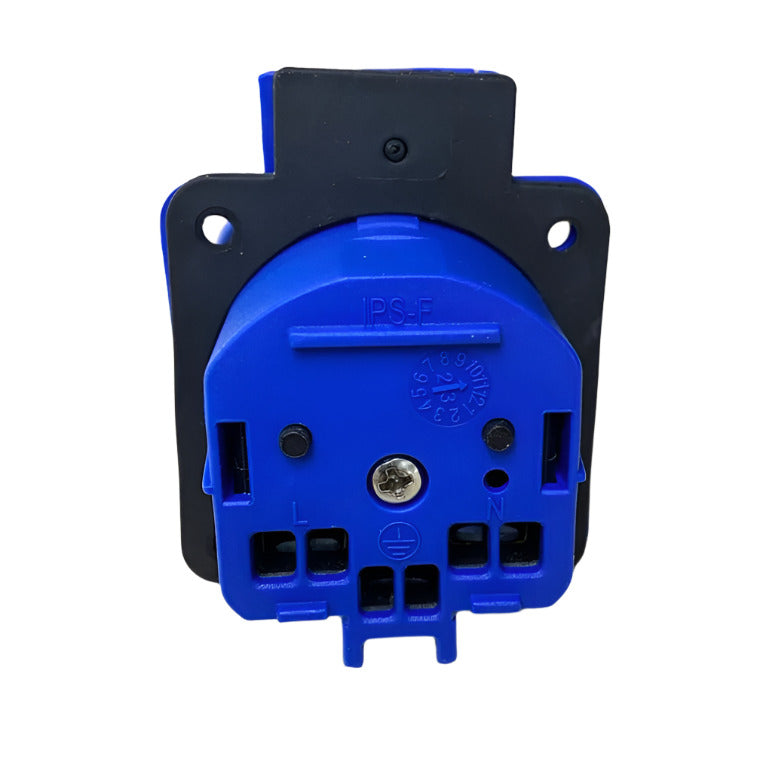 Hermetic socket 2P+Z, 230/220v, with grounding, IP44, with flap, blue, 250V Schuko