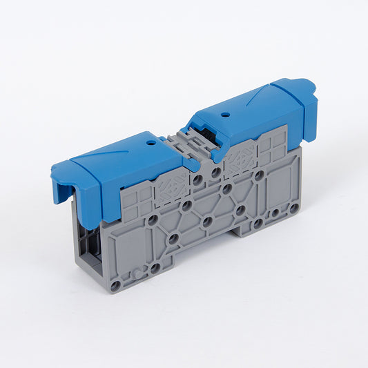 ONKA 50mm2 M8 Screw connection for DIN rail with protective cover, blue, 1030034