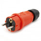 Orange rubber plug IP54, for cable, double grounding, 2P+Z, REF-O, 16 A 250 V, manufacturer Bylion