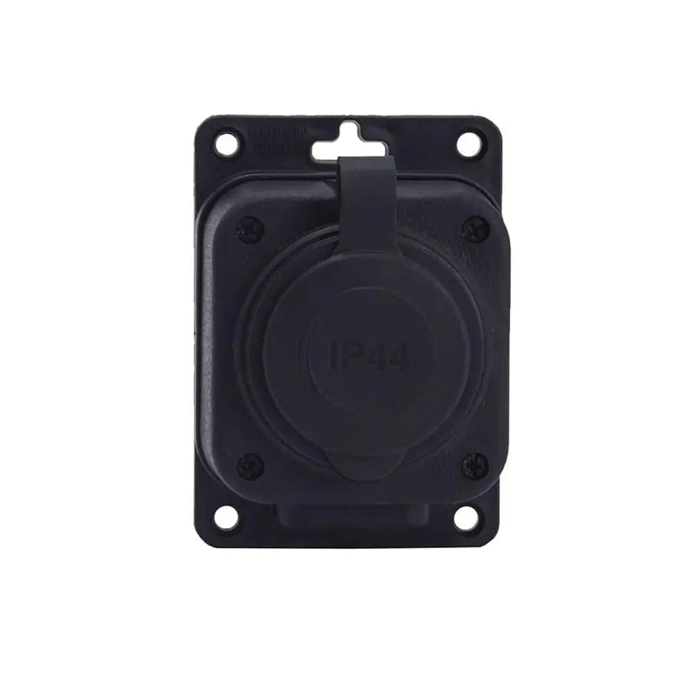 Socket outlet, French type E (Pin), black "rubber" for surface 250V, 16A, IP44, 2P+Z, 1KMP-E, Bylion