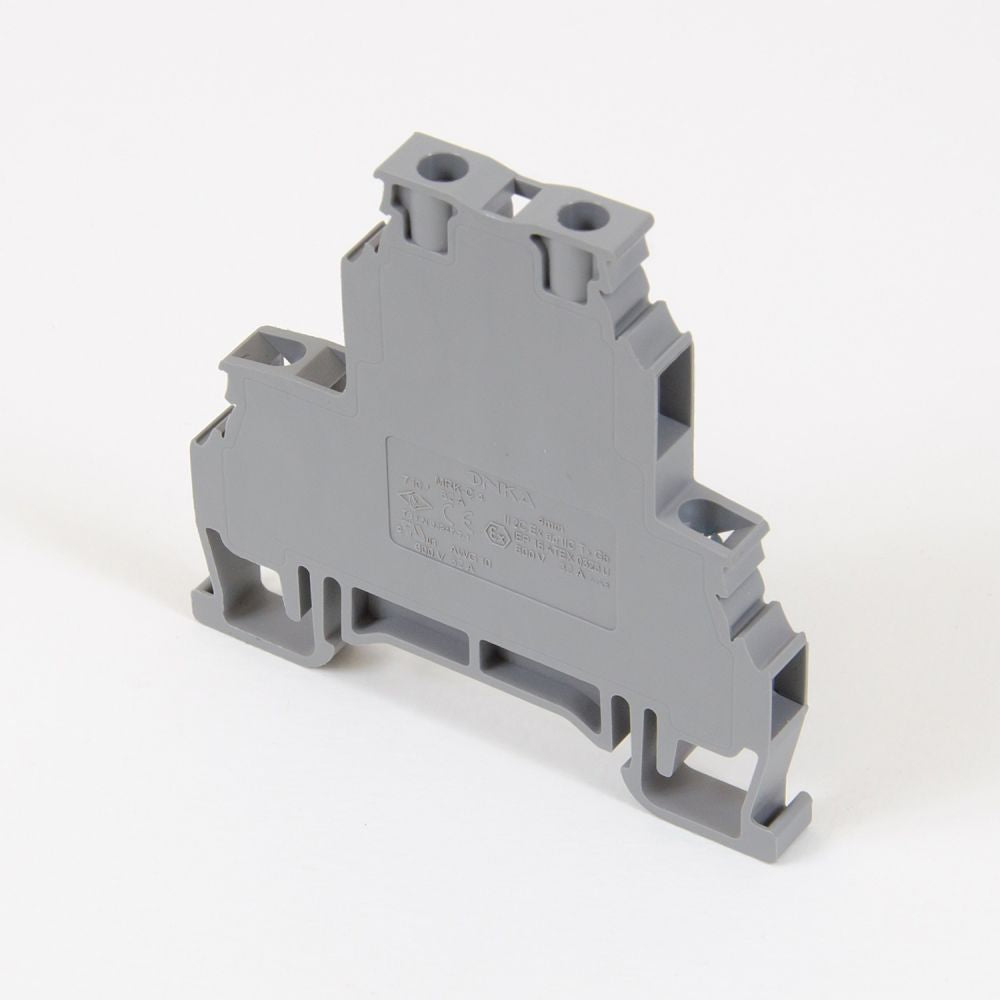ONKA 4mm2, 2-level screw terminal block DIN rail 4-wire gray, 1010368