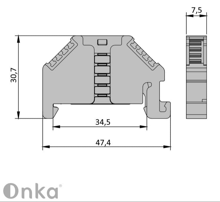ONKA Plug, end bracket, universal bracket (for spring and screw clamps), 1060002
