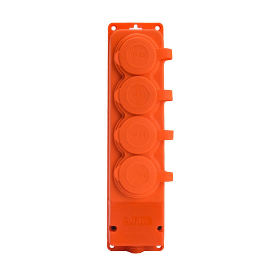 4x "rubber" orange socket with hermetic cover IP44, 250V, 16A, SCHUKO 2P+Z, 4KMP-F-O, Bylion