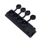 4x "rubber" socket black with hermetic cover IP44, 250V, 16A, 2P+Z, French type E,4KMP-E, Bylion