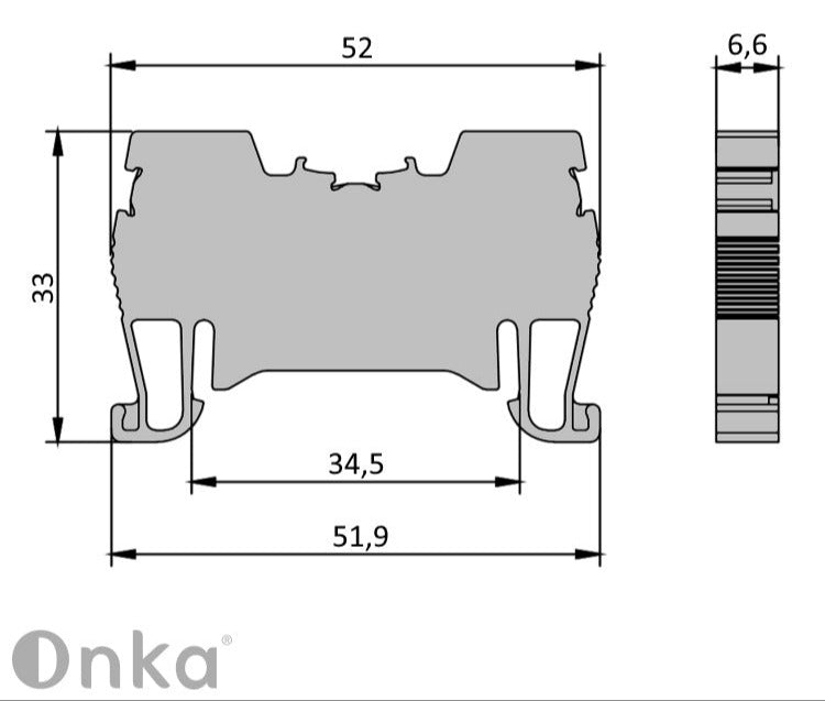 ONKA 4mm2 spring connector terminal strip DIN rail clamp 2-wire blue, 1020027