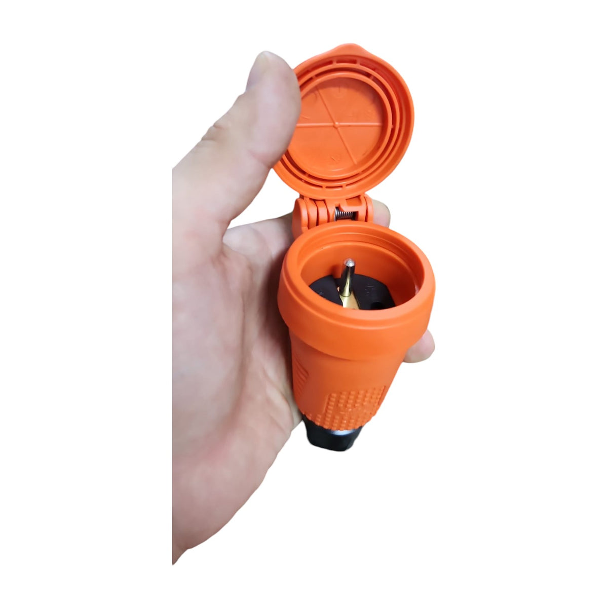 Hermetic rubber socket orange IP54 with flap 16A 250V French type (pin) RDP-O-E Bylion