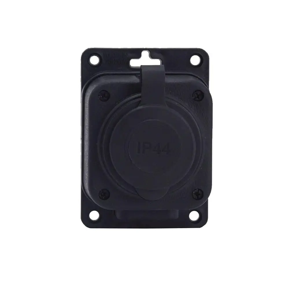 Black "rubber" surface-mounted socket 250V, 16A, IP44, SCHUKO 2P+Z, 1KMP-F, Bylion