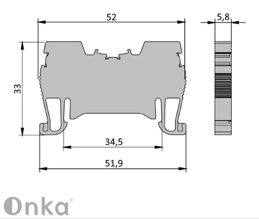ONKA 2.5mm2 spring terminal for DIN rail 2-wire gray, 1020016