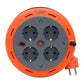 Compact cassette reel extension cord, 5m cable with 4 sockets IP20 + thermal fuse + child safety fuse, 3x1mm2, SCHUKO type grounding, PHE-05310-F