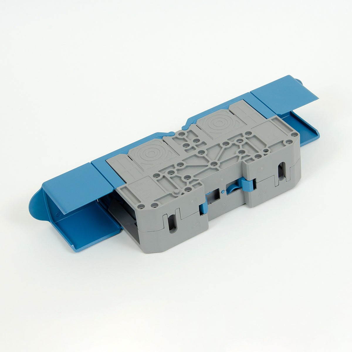 ONKA 150mm2 M12 Screw connection for DIN rail with protective cover, blue, 1030091