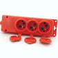 3x socket, French type E, triple "rubber" orange socket with hermetic cover IP44 250V, 16A, 2P+Z, 3KMP-E-O, Bylion
