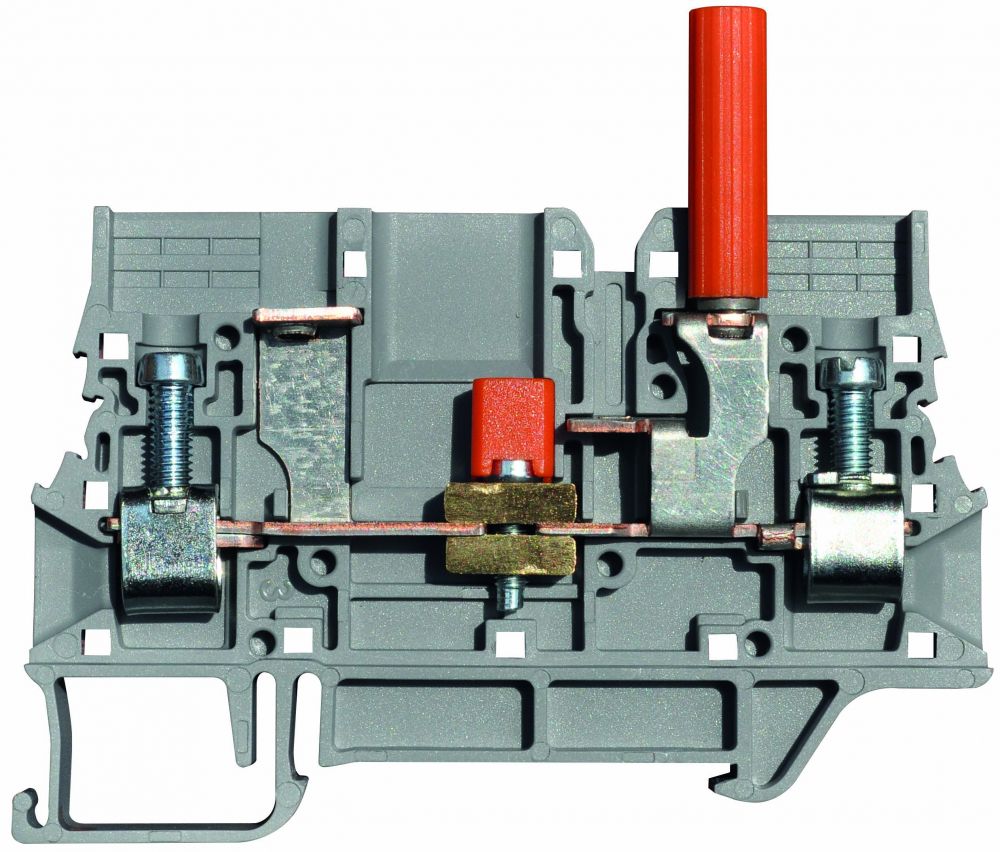 ONKA 6mm2 Terminal strip screw connection with test clamp on DIN rail 2-wire gray, 1010213