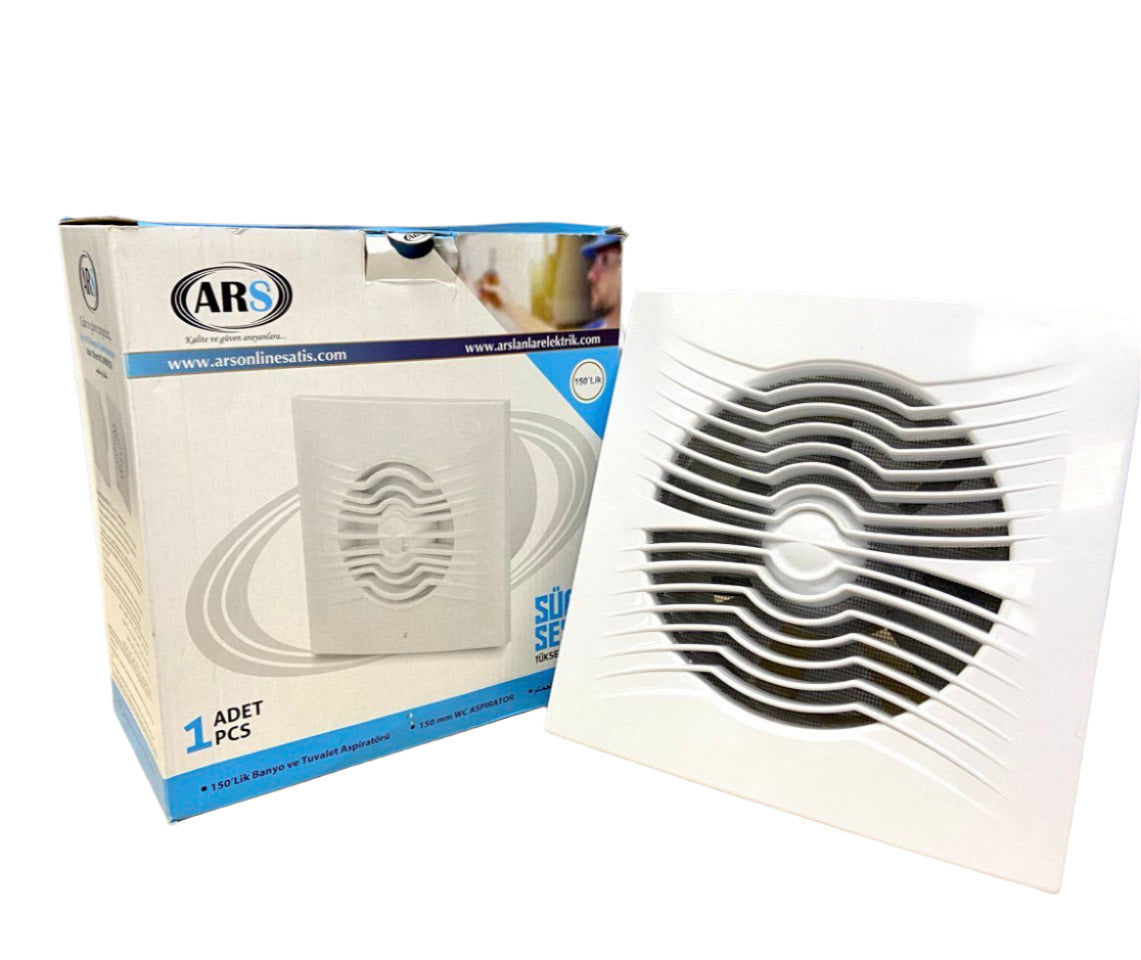 ARS - white wall axial fan for bathroom / WC with 150 mm grille, 280 m3/h, 340043