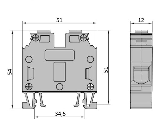 ONKA 16mm2 Terminal strip screw connection on DIN rail 2-core blue, 1010055